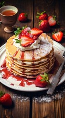 pancakes with strawberries and white chocolate