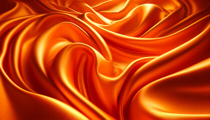 An abstract luxury background featuring soft folds of silk texture resembling satin or velvet, using the orange colors 