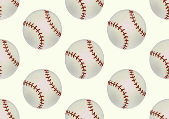 Sports balls. Balls for baseball. Pattern with white small baseballs. Seamless pattern.