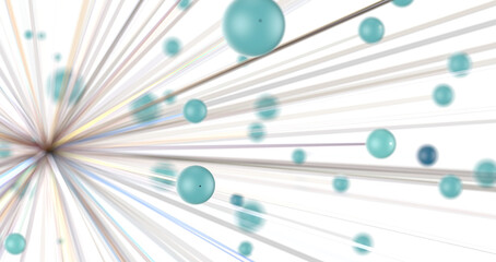 Gene lines and nodes, biological gene structure, 3d rendering.