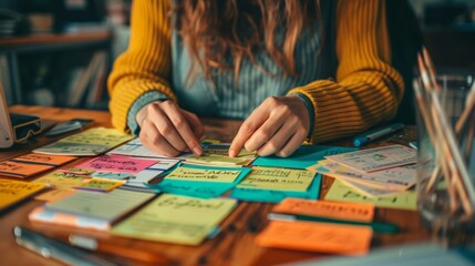 Fototapeta premium A person planning a budget with money envelopes labeled for different expenses