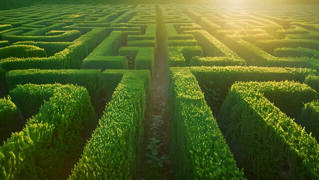 A maze made of hedges with a path through it