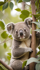 Cute Koala Clinging to a Tree