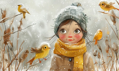 - a happy child is waiting for spring, generative ai