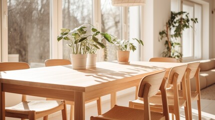 Light, space, and tranquility for relaxation. Soft shadows, bright sunlight, and warm furniture make an exquisite setting. Perfect for real estate listings, home decor blogs, and relaxing images.