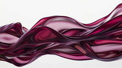 A rich burgundy wave, deep and intense, flowing elegantly over a white background, depicted in an ultra high-definition photo.