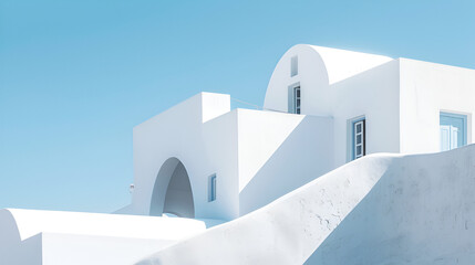 Oia village's white architecture on Santorini - obrazy, fototapety, plakaty