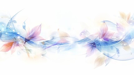 Digital art depicting water waves and intertwined leaves in pastel colors, symbolizing calm and renewal