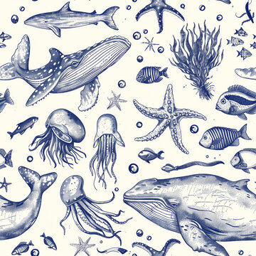 seamless pattern with fishes