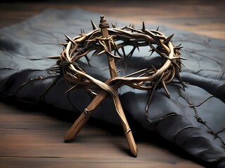 Fototapeta premium thorns on a wooden background