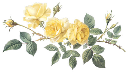 Ancient Persian Yellow Rose - obrazy, fototapety, plakaty