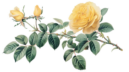 Ancient Persian Yellow Rose - obrazy, fototapety, plakaty