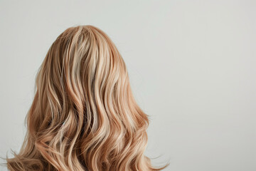 A blonde wig with brown tones, featuring curly and wavy textures, elegantly displayed on a wig stand against a plain white background. This real hair wig showcases the quality and versatility