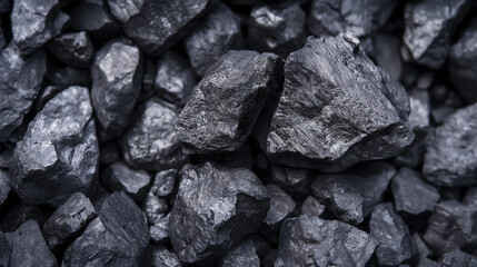 Rough-textured black coal pieces, emphasizing their irregular shapes and matte finish.
