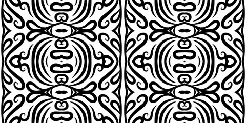 Seamless batik ethnic dayak ornament line art pattern of indonesian culture traditional 