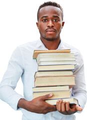 Junger Mann als Student mit Büchern