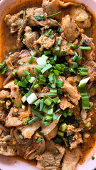 Larb in a dish on the dining table in Thailand