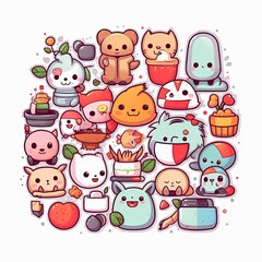 Cute cartoon things with pastel colors 