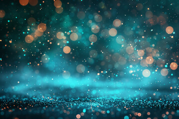 Cool Cyan Optical Bokeh Lights with Sparkle Dust on Abstract Background, Ultra HD Realistic Image