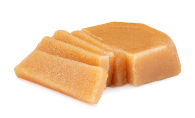 Delicious sweet quince paste and isolated on white