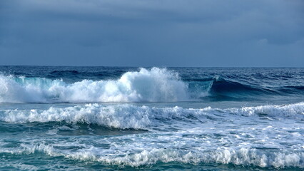Waves breaking off the beach in Zipolite, Mexico