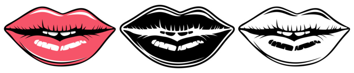 set natural lips symbol design icon vector illustration 