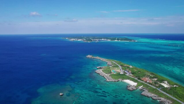 【沖縄・宮古島】池間島、西平安名崎、池間大橋と青い海をドローンで撮影⑦