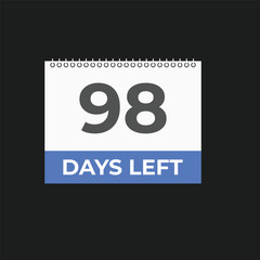 98 days to go countdown template. 98 day Countdown left days banner design. 98 Days left countdown timer