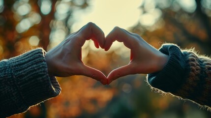 Couple, heart and hands in love park, date or marriage commitment in garden. Closeup image of man, woman, and finger symbolizing relationship care, support, hope, freedom, and emoji. - Powered by Adobe