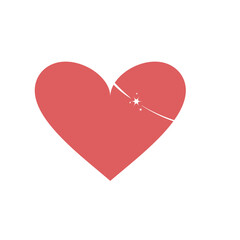 Y2k hearts with eclipse line elements set. Heart with oval orbits and sparkling stars, template, badge, sticker, collage, icon. Vector sparkle heart pack