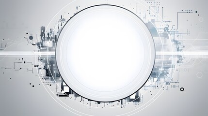 Obraz premium Grey white Abstract technology background with various technology elements Hi-tech communication concept innovation background Circle empty space for your text