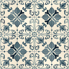 Fototapeta premium A graphic wallpaper pattern for floor tiles or walls.