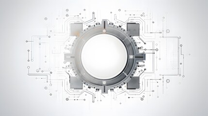 Grey white Abstract technology background with various technology elements Hi-tech communication concept innovation background Circle empty space for your text