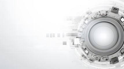 Obraz premium Grey white Abstract technology background with various technology elements Hi-tech communication concept innovation background Circle empty space for your text