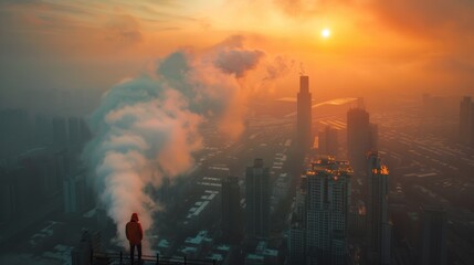 Obraz premium Innovative Solutions: A real photo showcasing innovative technologies and solutions developed to combat the PM 2.5 dust crisis, promoting ingenuity and creativity.