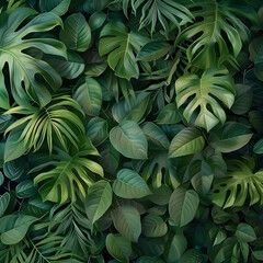 deep fresh green leaves texture background