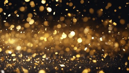 Obraz premium 'generated golden bokeh dark glitter ai confetti Abstract background glistering luxury gold sparkle black burst fantasy swirl christmas space glow glamour shine'