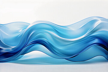 Flow of blue transparent wave,abstract background. Generative AI