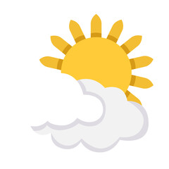 Sun and Cloudy Weather Forecast Icon Vector Design
