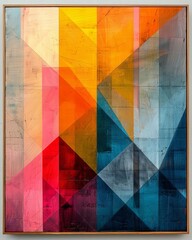 An abstract painting with a geometric pattern