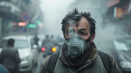 Respiratory Problems: A real photo shot of people suffering from respiratory illnesses caused by exposure to PM 2.5 dust particles, while maintaining naturalness in depicting health issues.