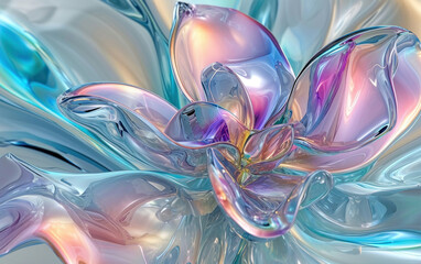 Vibrant Abstract Flower in Blue, Pink, and Purple Hues, Digital Artistic Design for Backgrounds and Prints
