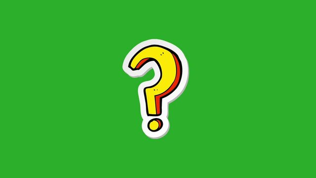 Animated symbol of question mark on greenscreen. Vector illustration isolated on a green screen background.