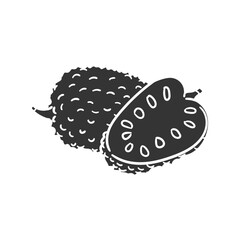 Soursop Icon Silhouette Illustration. Tropical Fruits Vector Graphic Pictogram Symbol Clip Art. Doodle Sketch Black Sign.