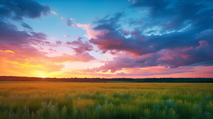 sunset over the field,sunset in the field,clouds, landscape, cloud, ocean