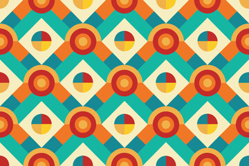 Retro seamless pattern colorful nostalgic background vector design