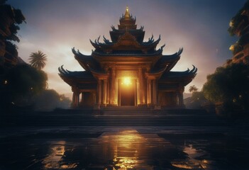Obraz premium glowing ethereal lights majestic temple strange