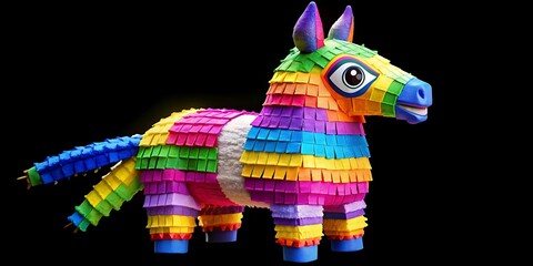 Una piñata de colores brillantes con forma de burro, símbolo de la victoria mexicana en la Batalla de Puebla.