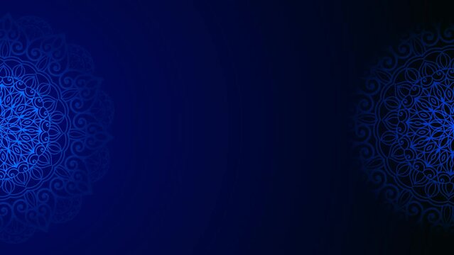 Gold and blue paper mandala ornament background looping smoothly, arabic islamic style for any purpose. Abstract digital gold color mandala footage. Floral vintage decorative element's oriental