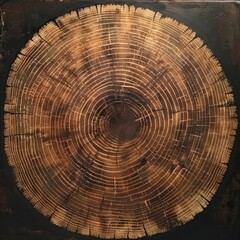 Close up of a tree stump showing the annual rings. High quality. A closeup of a tree stump reveals the intricate annual rings of the wood, showcasing a natural pattern of circles and symmetry. 